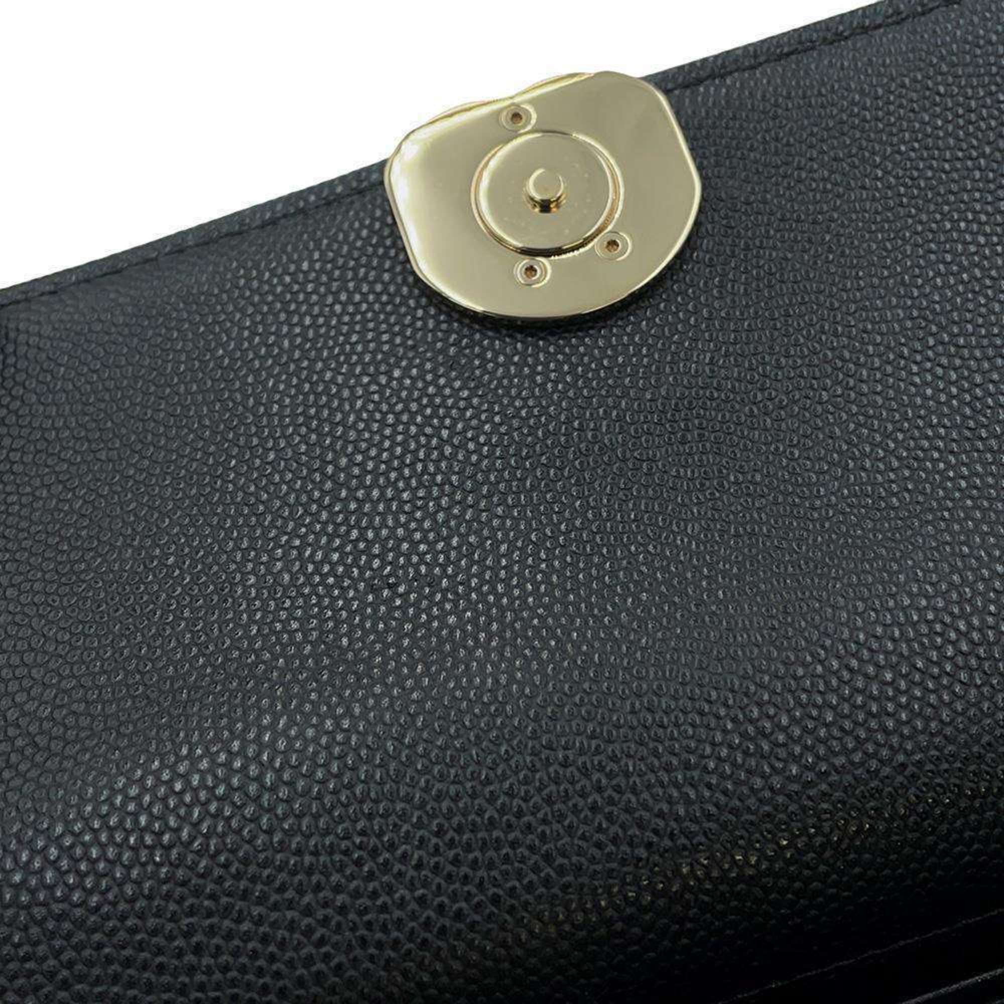 Chanel Chain Shoulder Bag Matelasse Coco Mark Caviar Skin AP3238 CHANEL Flap Phone Case Black