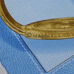 HERMES Hermes Carre 90 Projets Carres au Crayon Project O Scarf 002300S 06 100% Silk Blue Shell