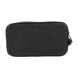 LOUIS VUITTON Louis Vuitton Pochette Volga Monogram Second Bag M55703 Taurillon Leather Black Matte Hardware Wristlet Clutch Pouch