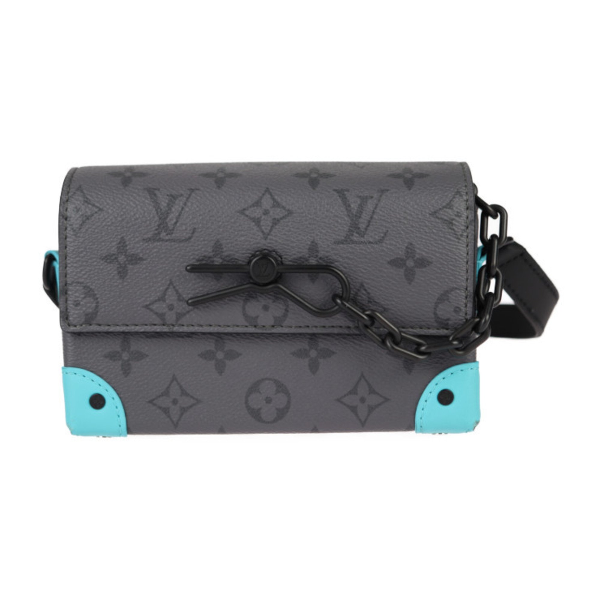 LOUIS VUITTON Louis Vuitton Steamer Wearable Wallet Monogram Eclipse Reverse Shoulder Bag M11496 Leather Gray Black Blue Pochette