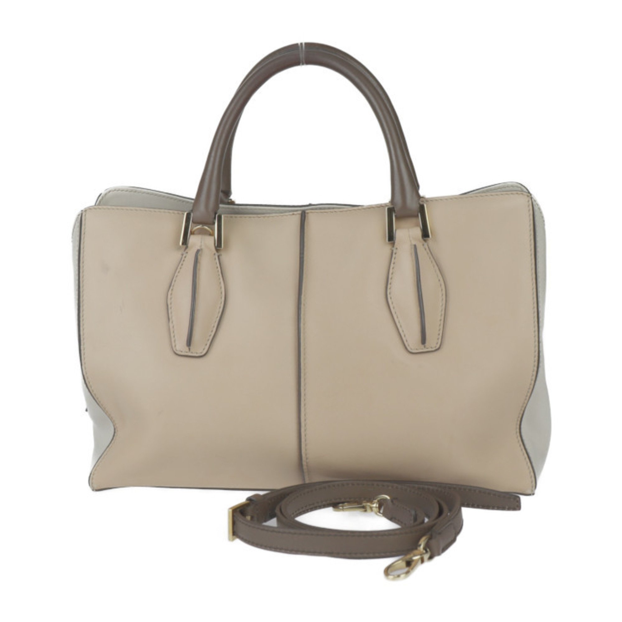 TOD'S D-STYLING Tote Bag - Leather Beige Handbag Shoulder