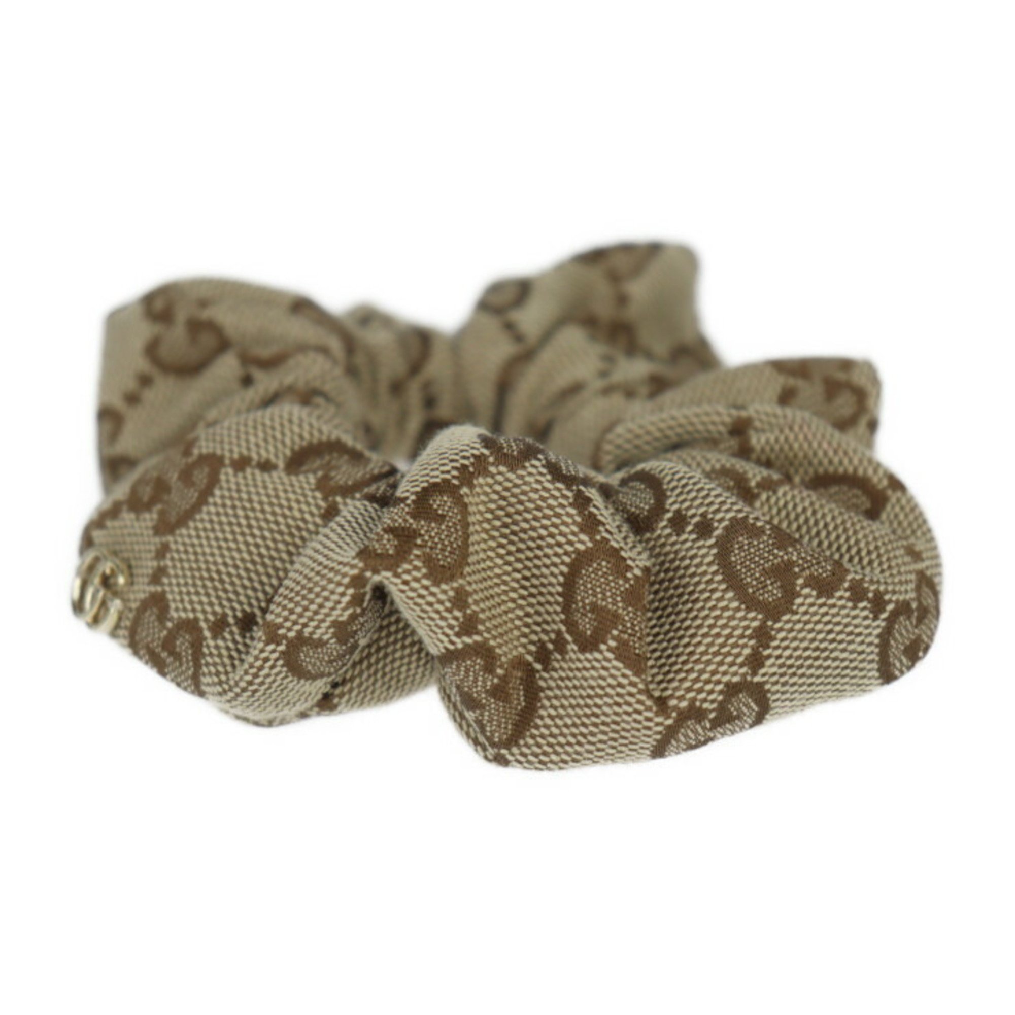 GUCCI Gucci Scrunchie Fashion Accessories 790225 3GANH 9764 GG Canvas Beige Ebony Hair Tie Clip