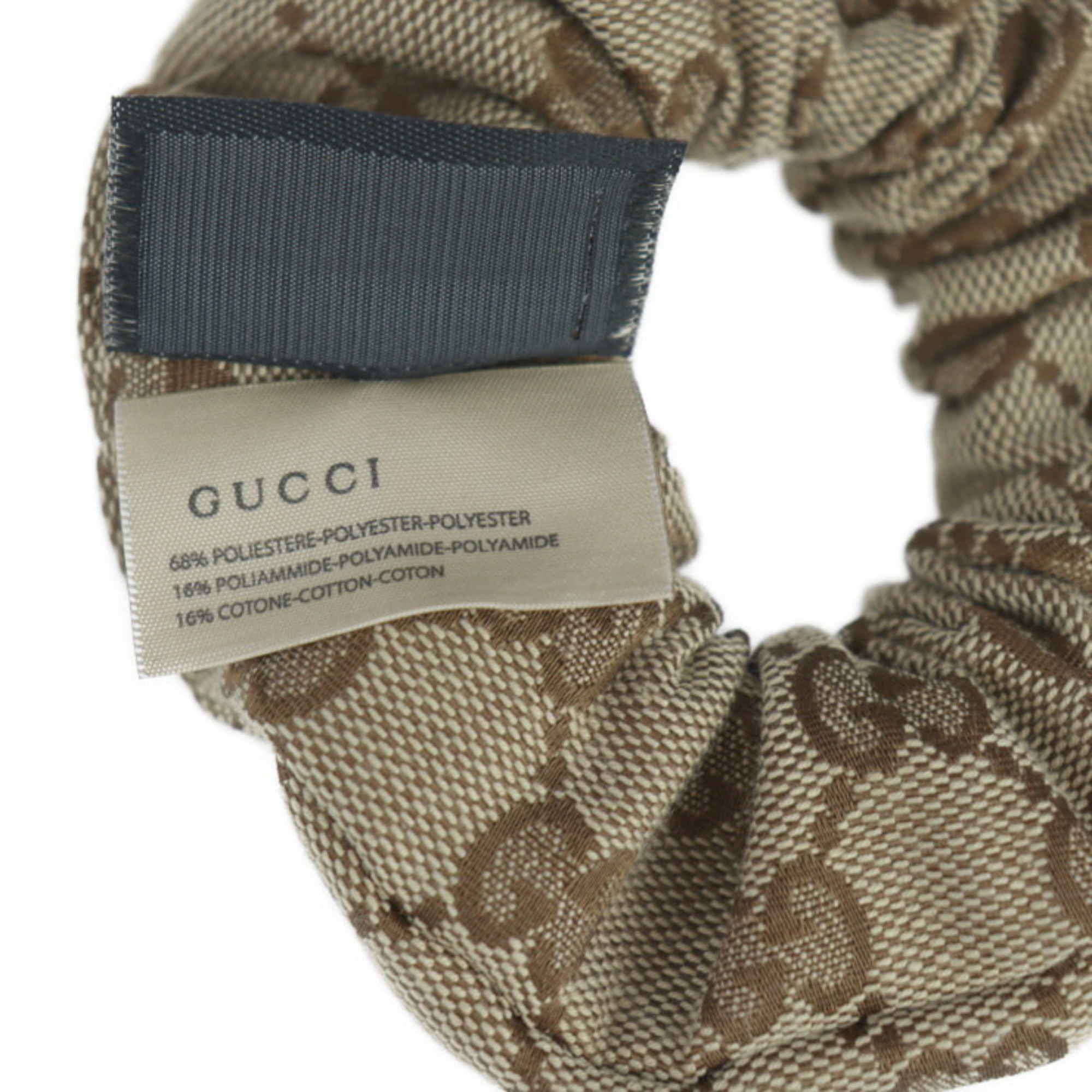 GUCCI Gucci Scrunchie Fashion Accessories 790225 3GANH 9764 GG Canvas Beige Ebony Hair Tie Clip