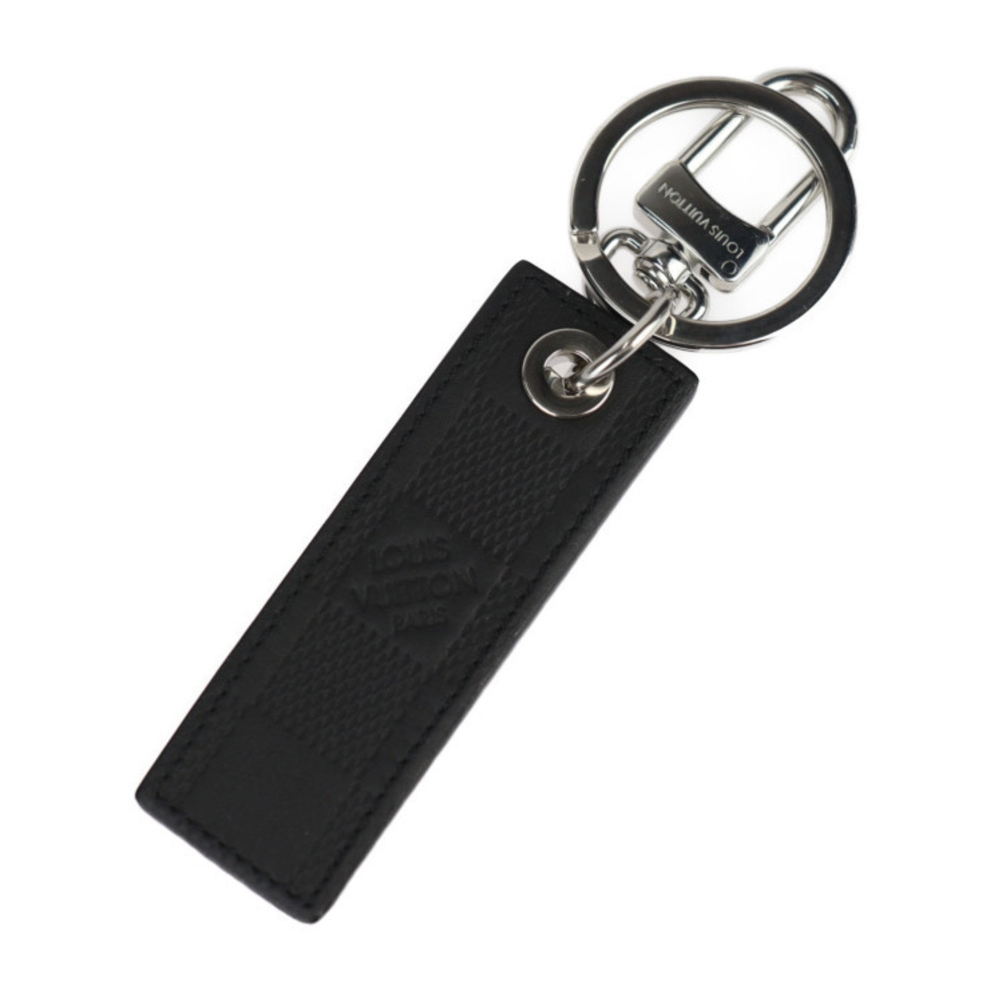 LOUIS VUITTON Louis Vuitton Porte Cle LV Tab Keychain M01060 Damier Infini Canvas Black Grey Keyring Bag Charm