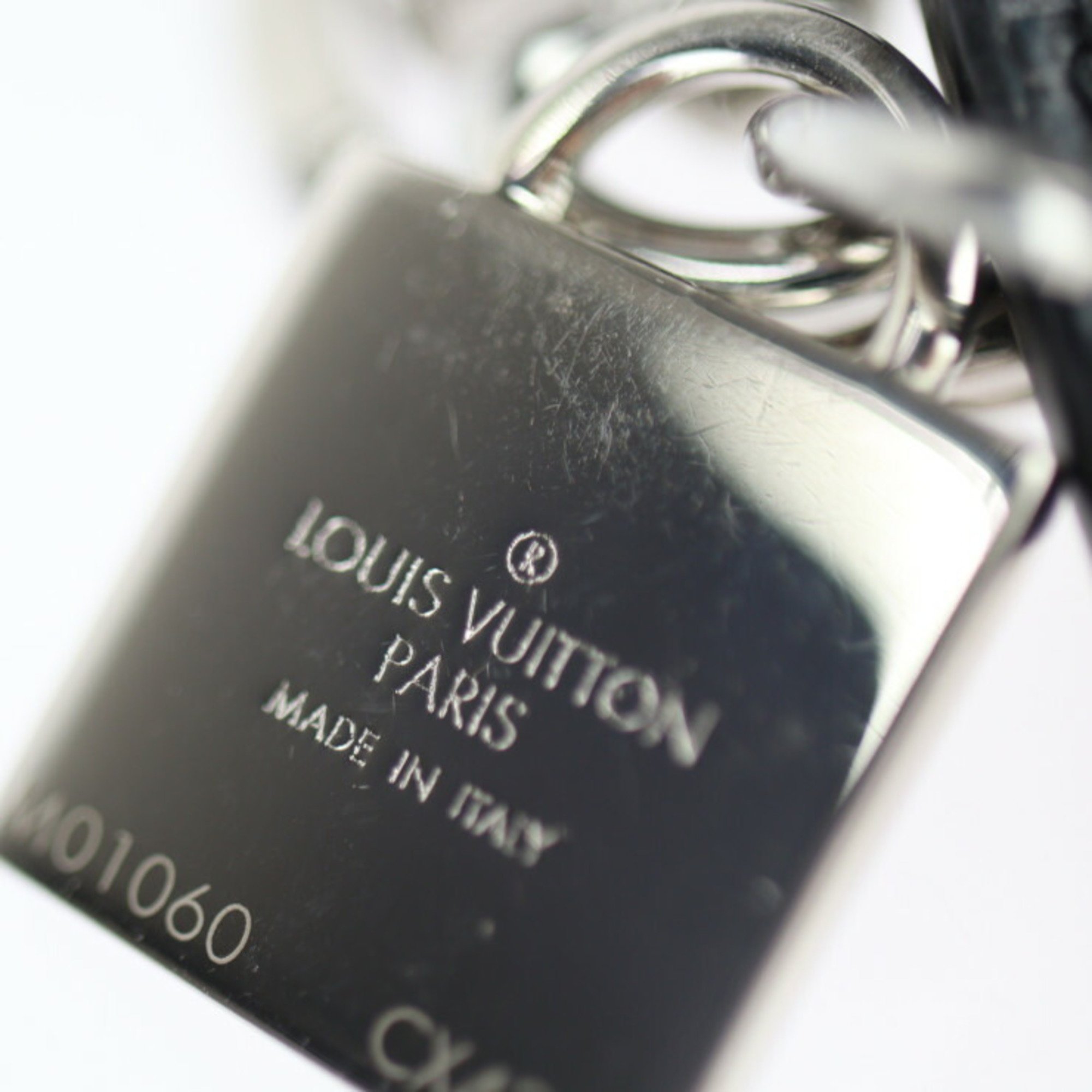 LOUIS VUITTON Louis Vuitton Porte Cle LV Tab Keychain M01060 Damier Infini Canvas Black Grey Keyring Bag Charm