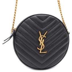 Saint Laurent Chain Shoulder Bag Vinyl 610436 SAINT LAURENT PARIS YSL Black