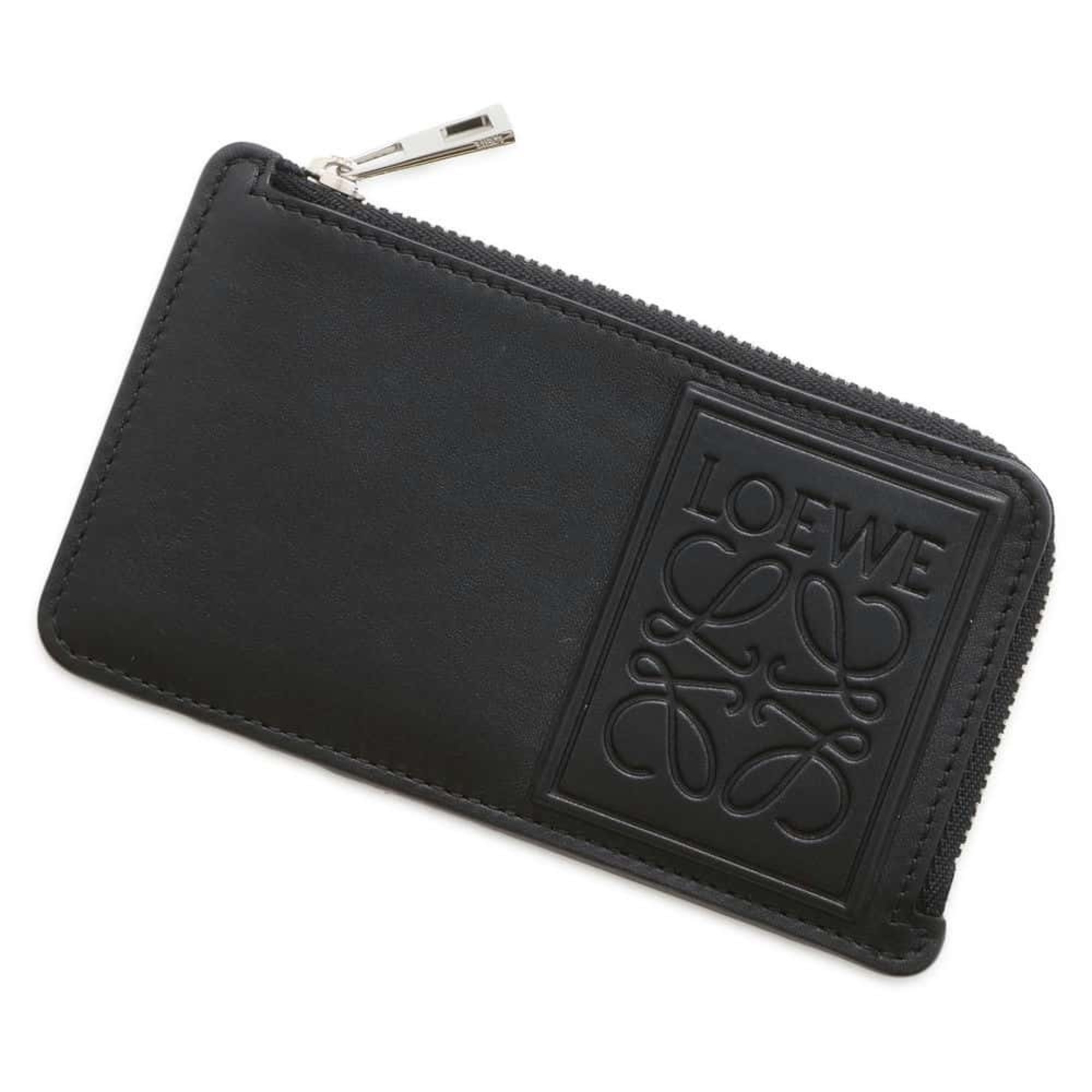 LOEWE Business Card Holder/Card Case Anagram Fragment Leather C565Z40X03 Wallet Black