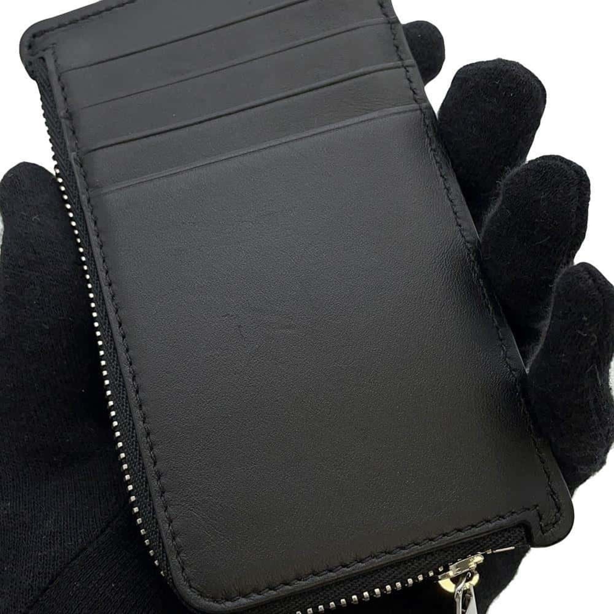 LOEWE Business Card Holder/Card Case Anagram Fragment Leather C565Z40X03 Wallet Black