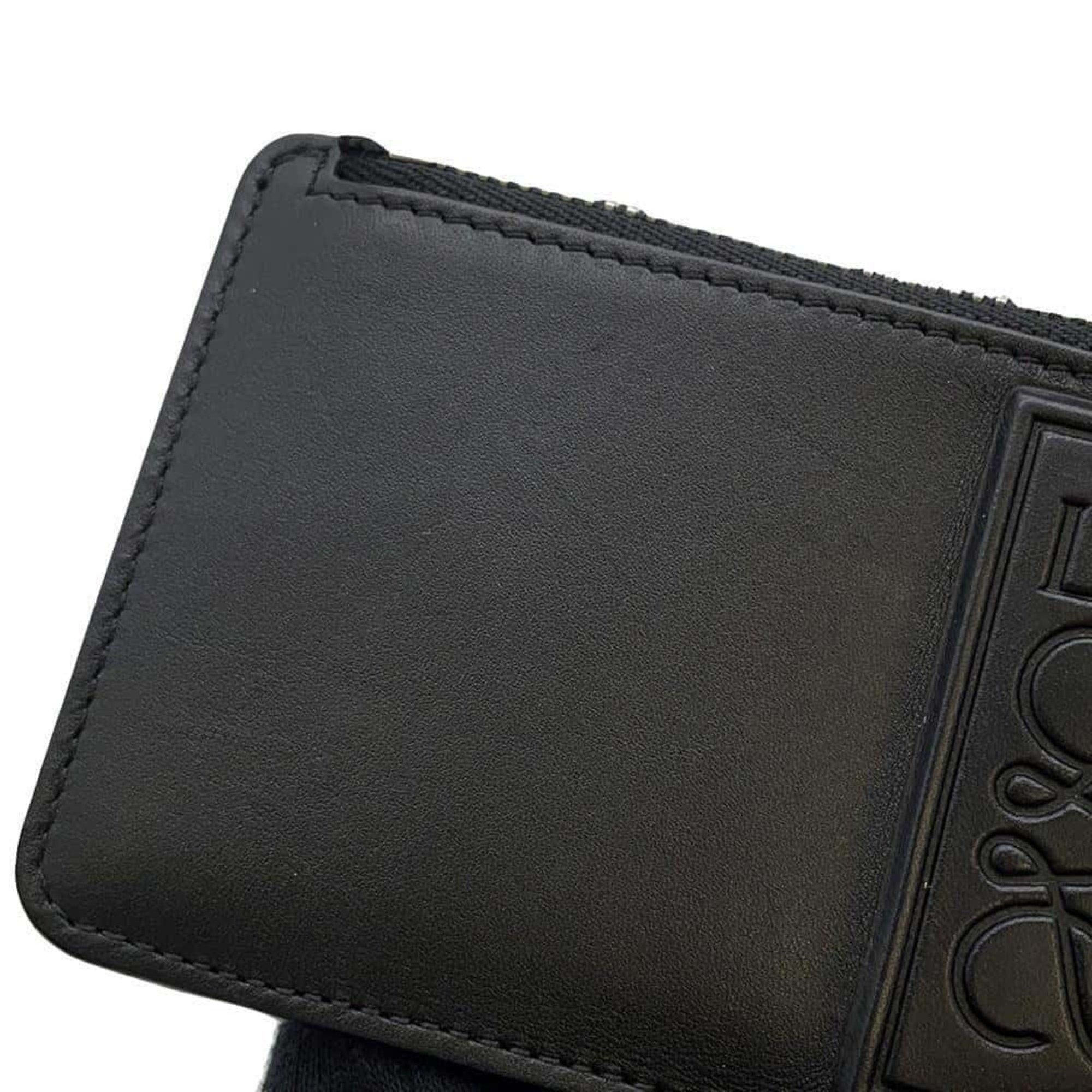 LOEWE Business Card Holder/Card Case Anagram Fragment Leather C565Z40X03 Wallet Black