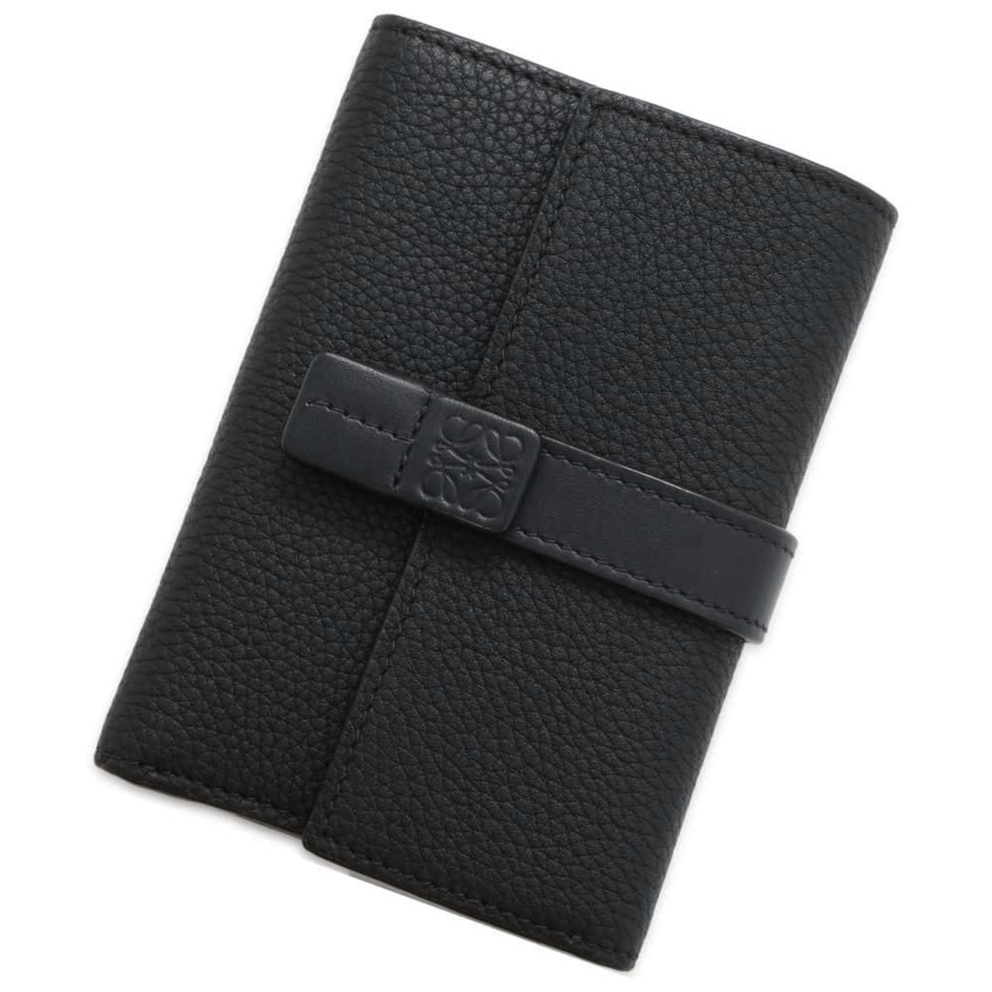 LOEWE Tri-fold Wallet Vertical Small Leather C660S86X01 Black