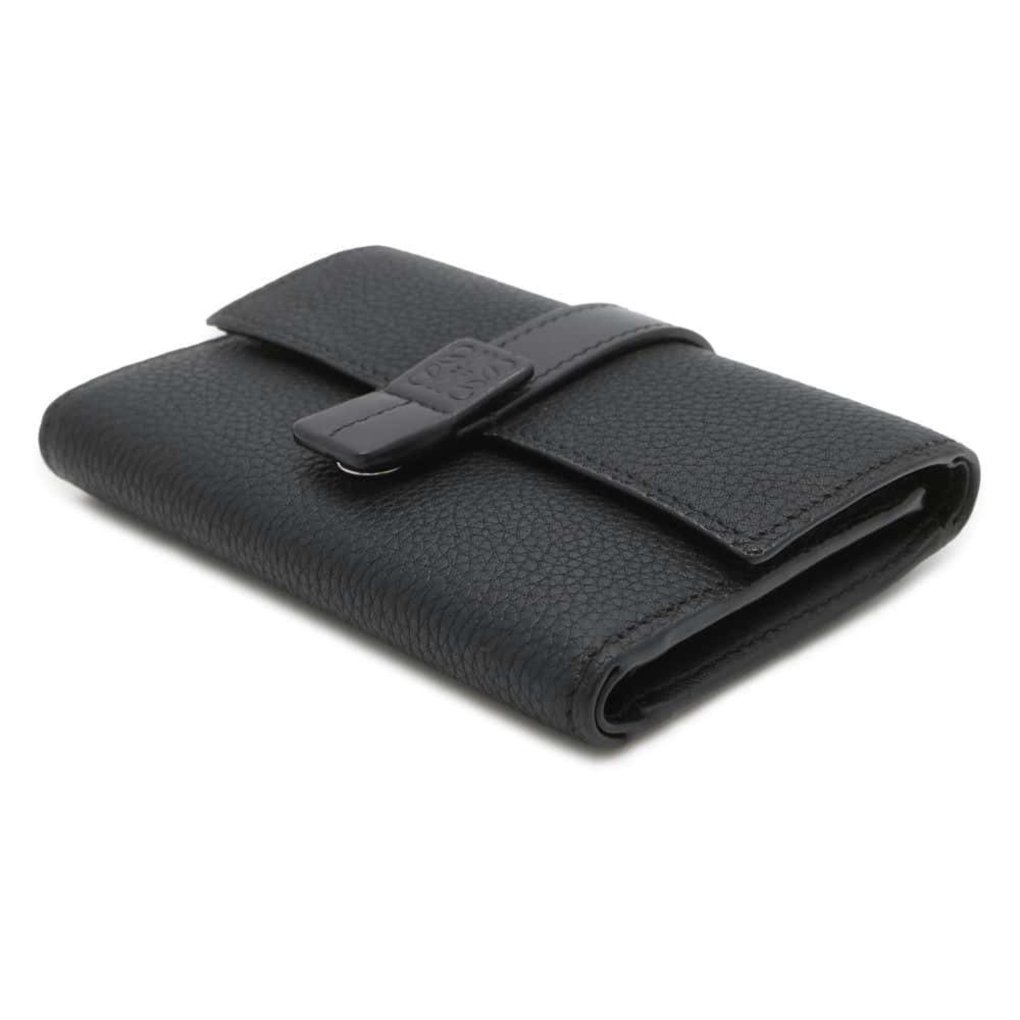 LOEWE Tri-fold Wallet Vertical Small Leather C660S86X01 Black