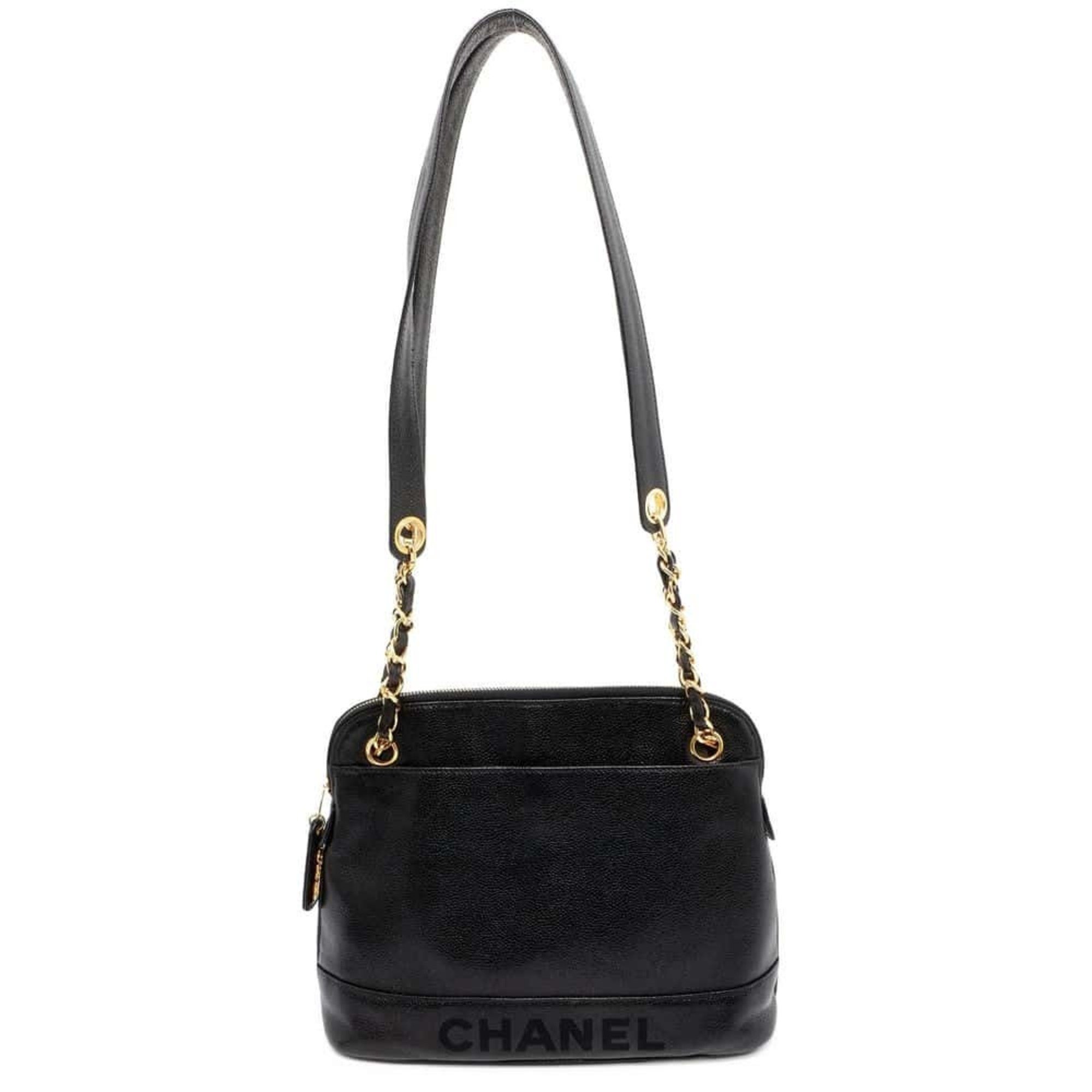 Chanel Shoulder Bag W Chain Caviar Skin A08058 CHANEL Black