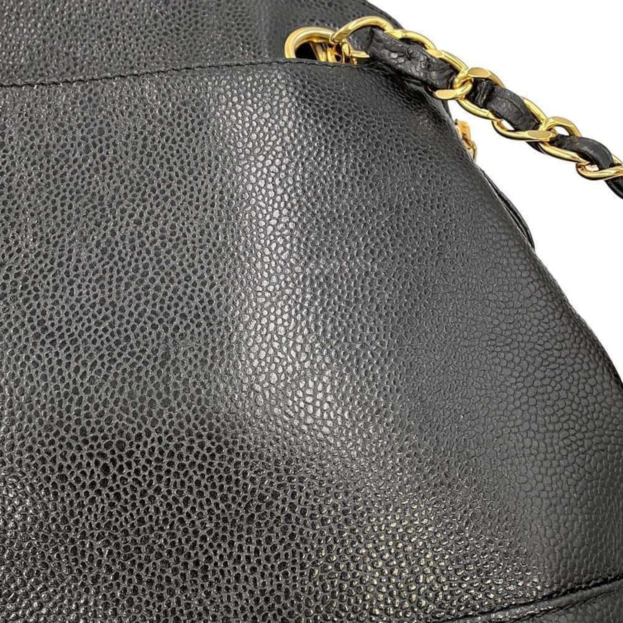 Chanel Shoulder Bag W Chain Caviar Skin A08058 CHANEL Black