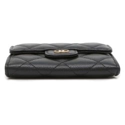 Chanel Chain Wallet Business Card Holder/Card Case Matelasse Caviar Skin AP0238 CHANEL Black