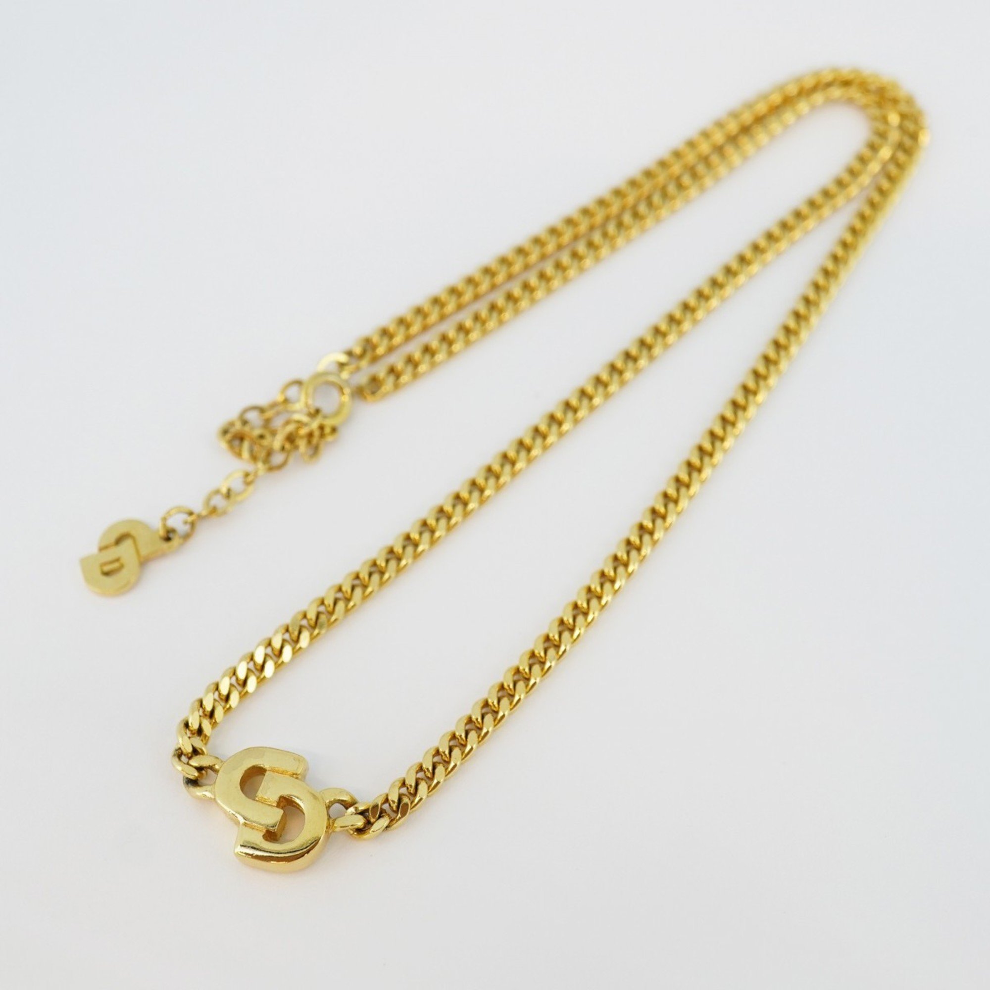 Christian Dior Necklace CD GP Plated Gold Ladies