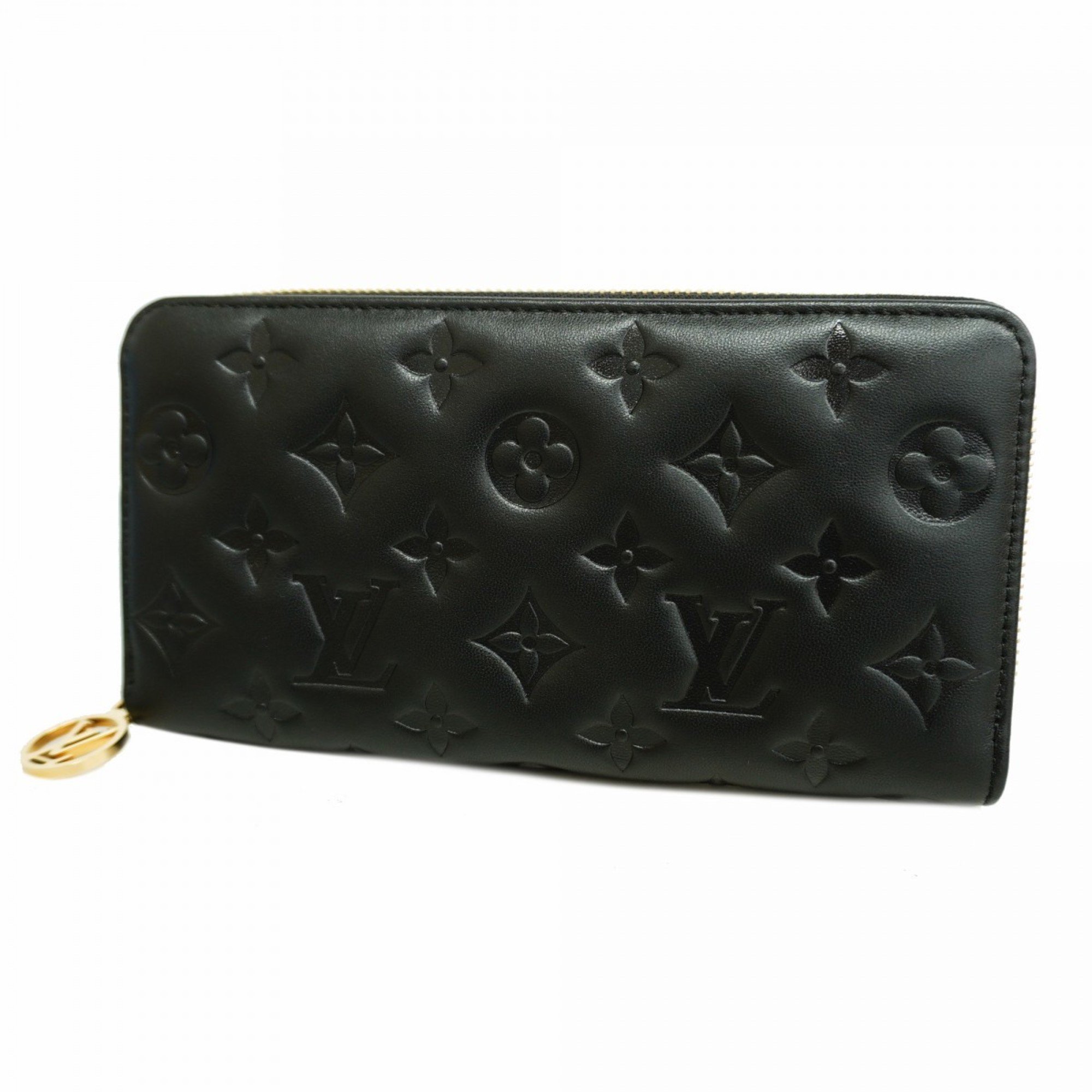 Louis Vuitton Long Wallet Monogram Embossed Zippy M81510 Noir Ladies