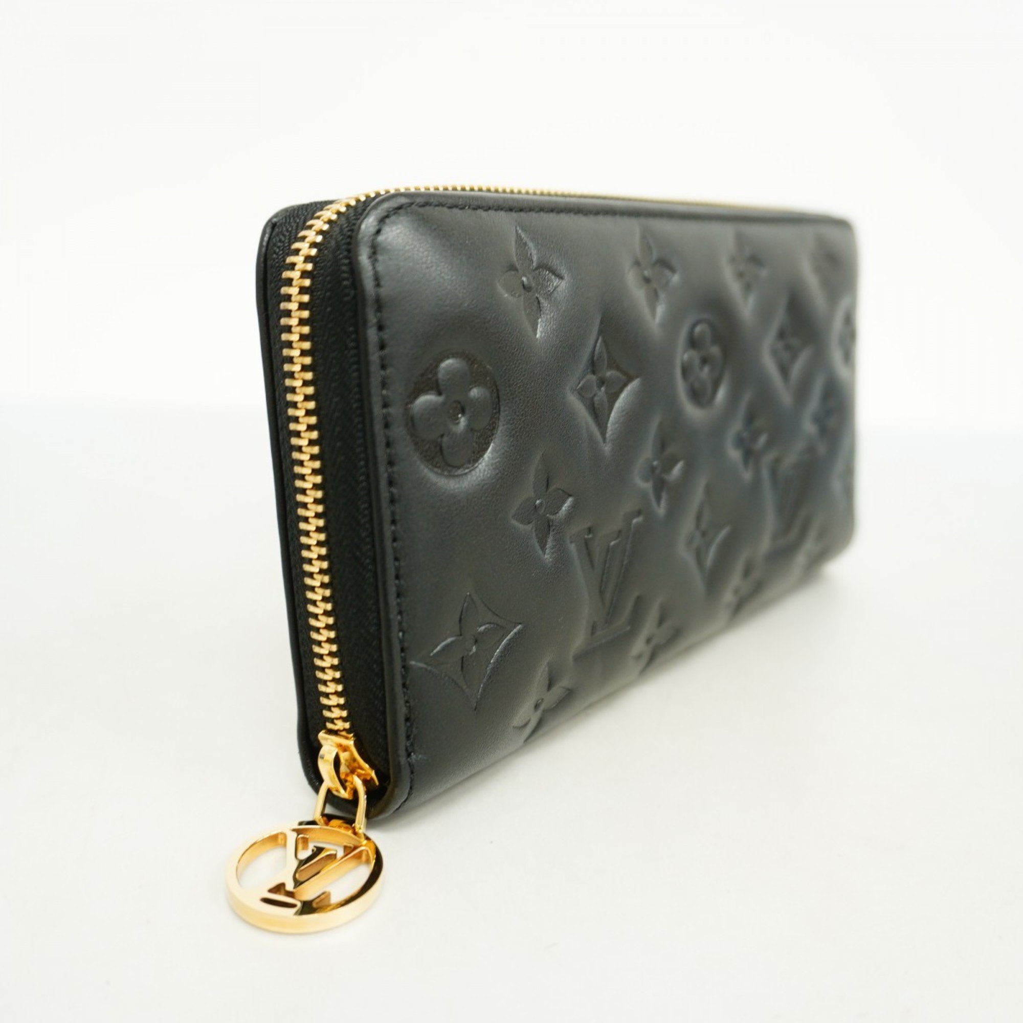 Louis Vuitton Long Wallet Monogram Embossed Zippy M81510 Noir Ladies