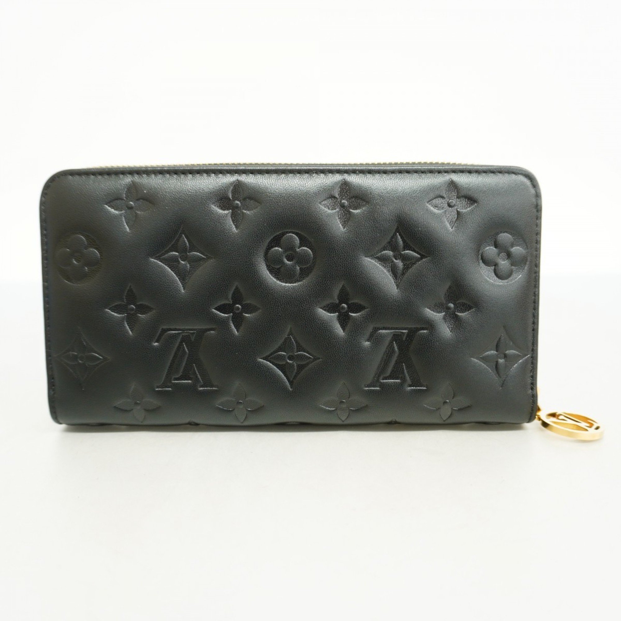 Louis Vuitton Long Wallet Monogram Embossed Zippy M81510 Noir Ladies