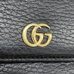 Gucci Shoulder Wallet GG Marmont 546585 Leather Black Women's