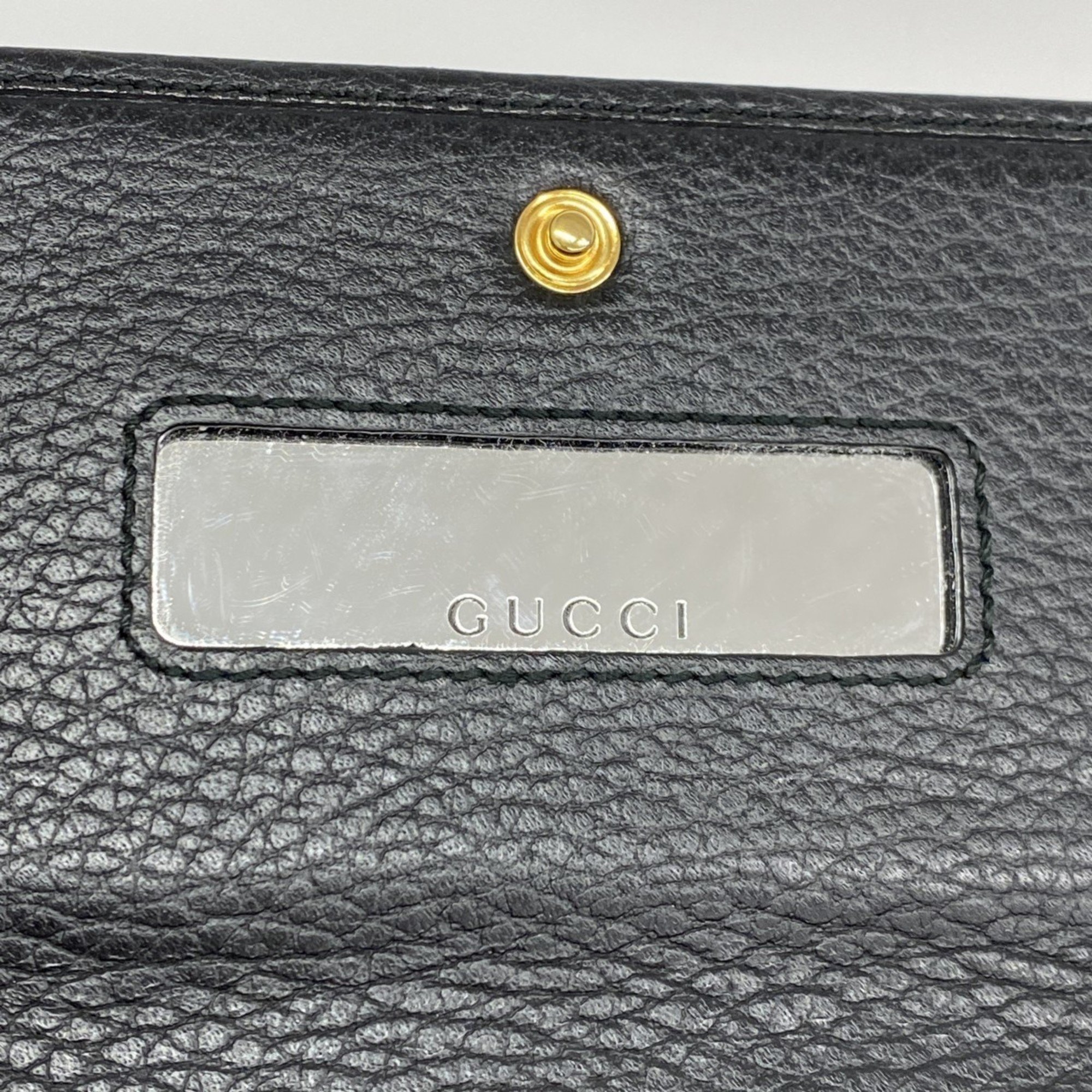 Gucci Shoulder Wallet GG Marmont 546585 Leather Black Women's