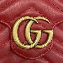 Gucci Shoulder Wallet GG Marmont 474575 Leather Red Women's