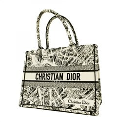 Christian Dior Tote Bag Book Canvas Black White Women's