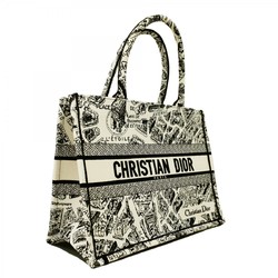 Christian Dior Tote Bag Book Canvas Black White Women's