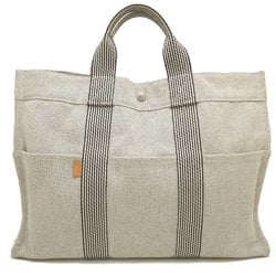 Hermes 252136 Women's Canvas Tote Bag Light Gray