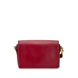 Christian Dior Dior Evolution Flap Shoulder Bag Wine Red Leather Women's