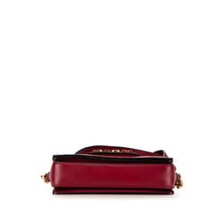 Christian Dior Dior Evolution Flap Shoulder Bag Wine Red Leather Women's