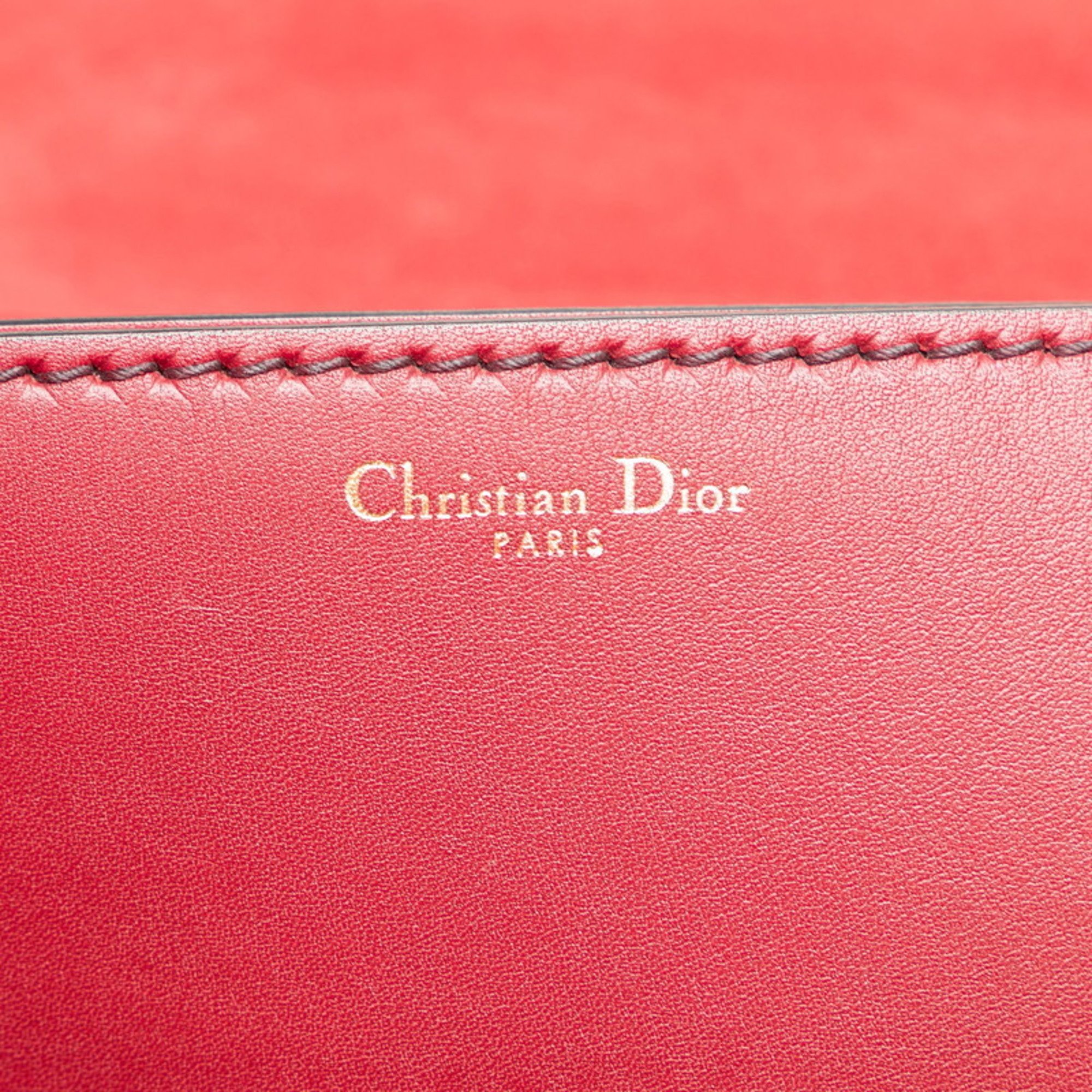 Christian Dior Dior Evolution Flap Shoulder Bag Wine Red Leather Women's