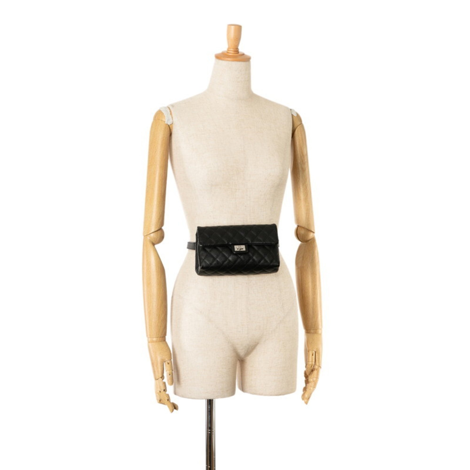 Chanel Matelasse Waist Bag Body Black Caviar Skin Women's CHANEL