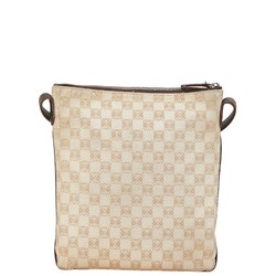 LOEWE Anagram Embossed Shoulder Bag Beige Canvas Leather Women's