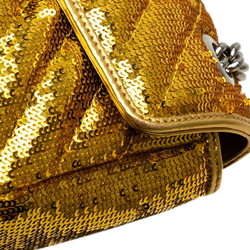 Gucci GG Marmont Chain Shoulder Bag 446744 Yellow Sequin Leather Women's GUCCI