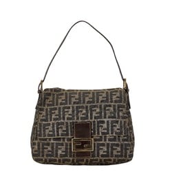 FENDI ZUCCA Mamma Bucket Bag Handbag Brown Canvas Leather Women's