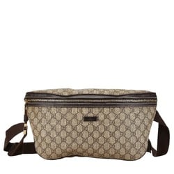 Gucci GG Supreme Body Bag Waist 211110 Beige Navy PVC Leather Women's GUCCI