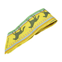 Hermes Twilly SEQUENCES Horse Motif Scarf Muffler Yellow Green Multicolor Silk Women's HERMES