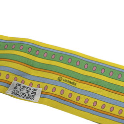 Hermes Twilly SEQUENCES Horse Motif Scarf Muffler Yellow Green Multicolor Silk Women's HERMES