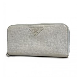 Prada long wallet leather grey ladies