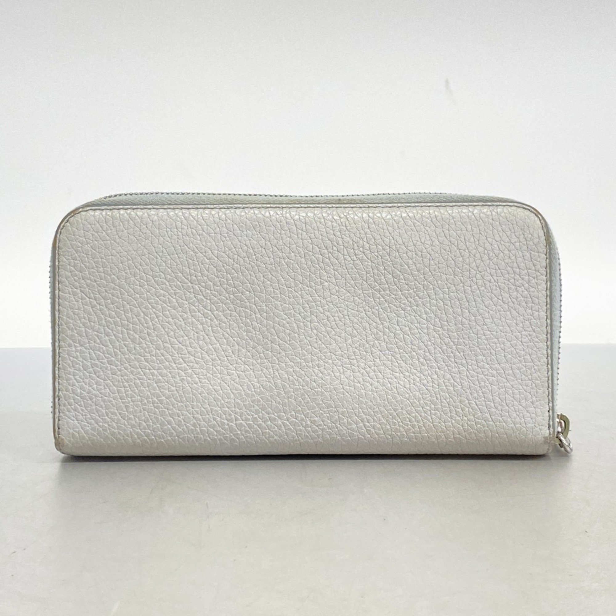 Prada long wallet leather grey ladies