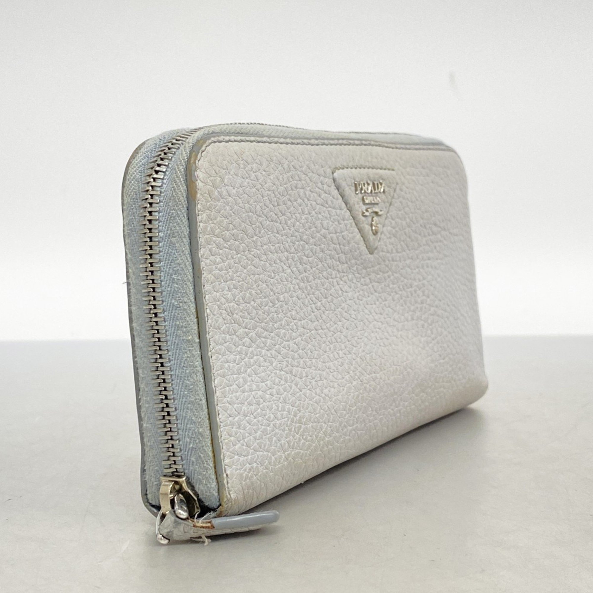 Prada long wallet leather grey ladies