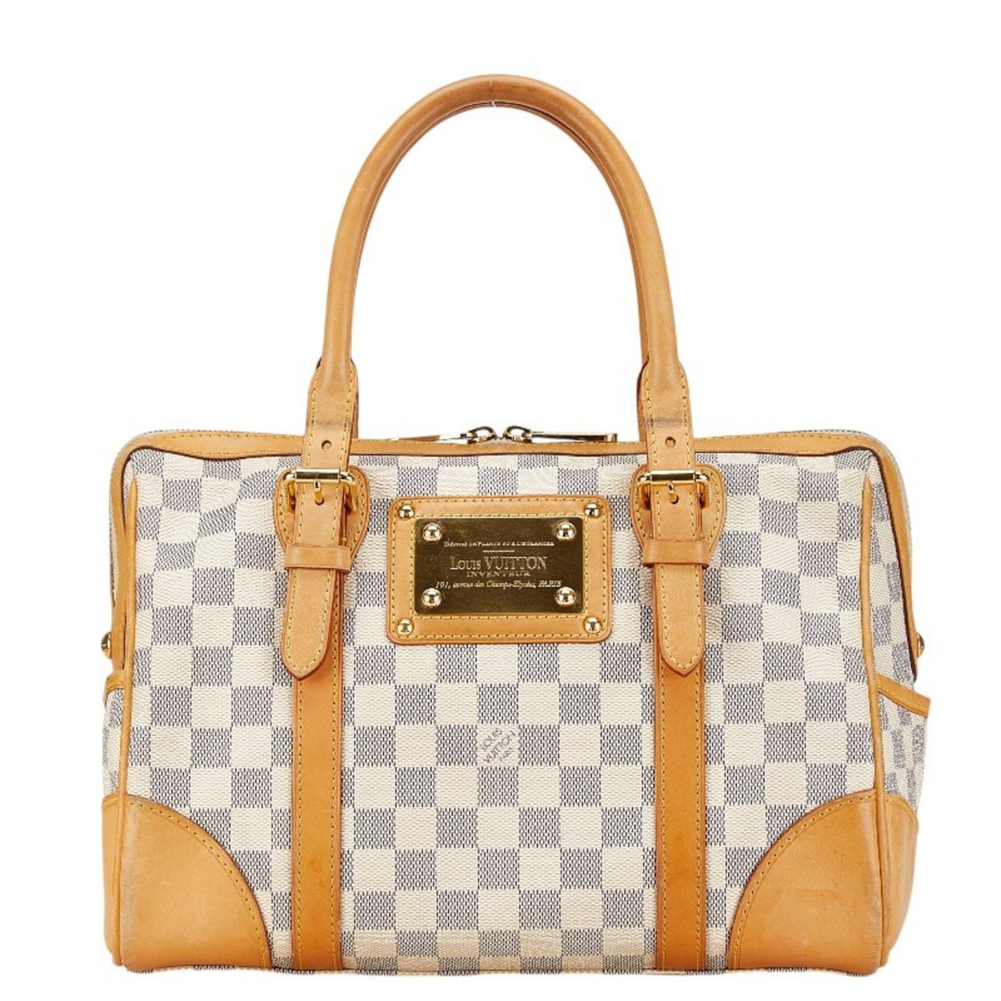 Louis Vuitton Damier Azur Berkeley Handbag N52001 White PVC Leather Women's LOUIS VUITTON