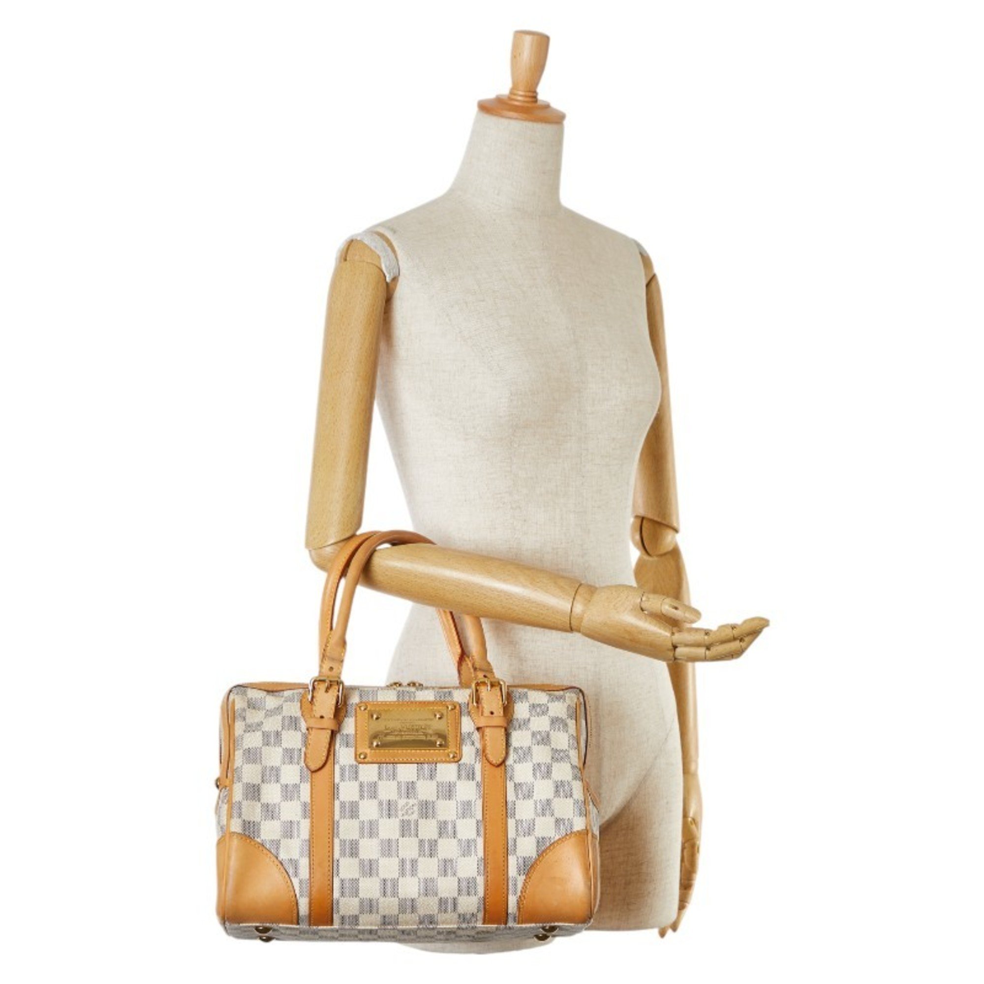 Louis Vuitton Damier Azur Berkeley Handbag N52001 White PVC Leather Women's LOUIS VUITTON