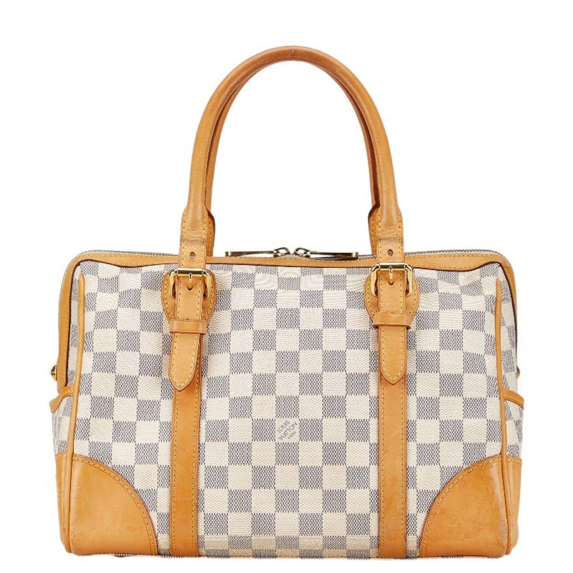 Louis Vuitton Damier Azur Berkeley Handbag N52001 White PVC Leather Women's LOUIS VUITTON