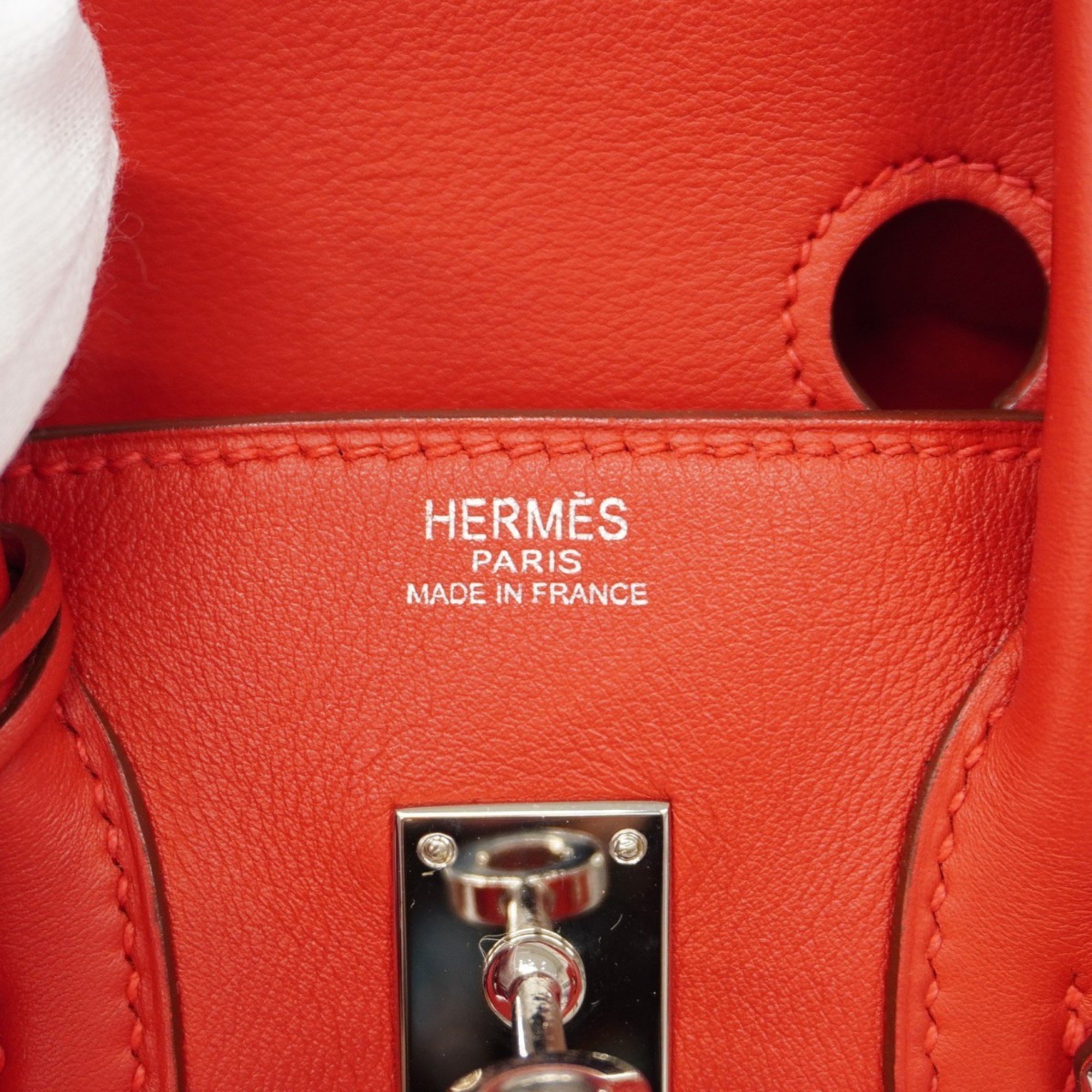 Hermes handbag Birkin 25 Swift Vermilion M engraved ladies