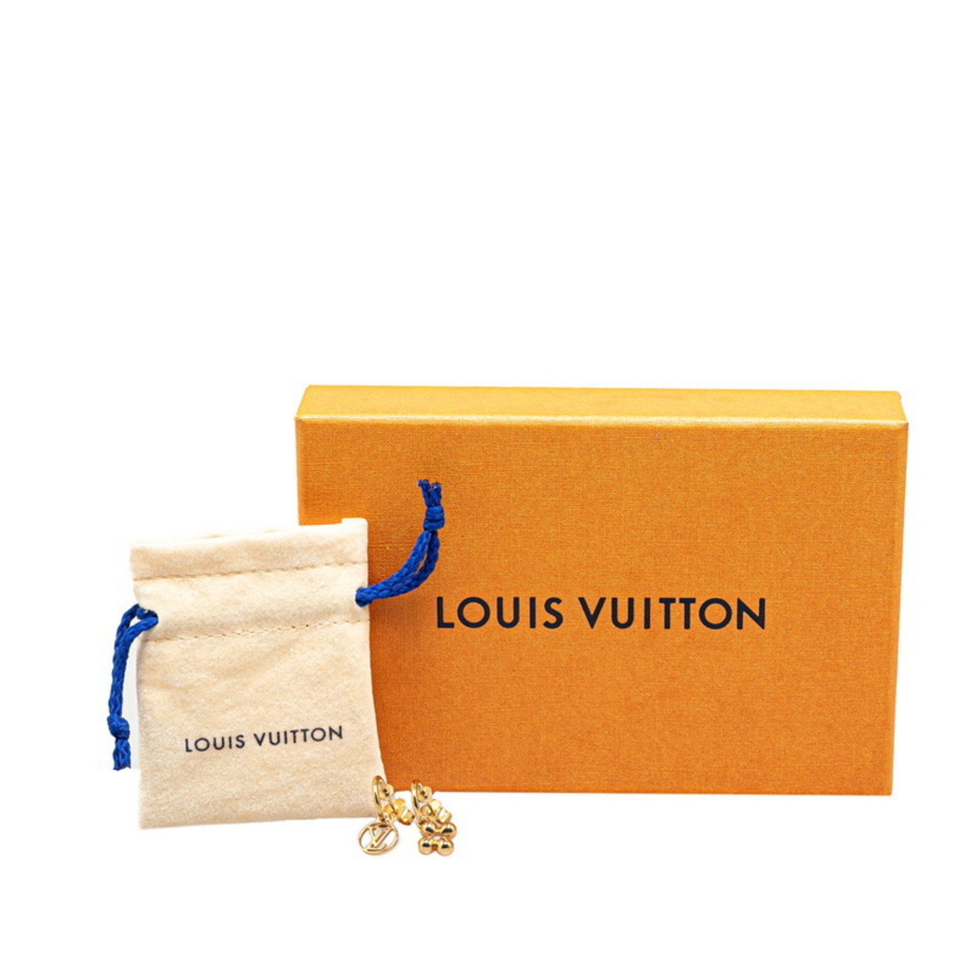 Louis Vuitton Monogram Boucle D'oreille Blooming Earrings M64859 Gold Plated Women's LOUIS VUITTON