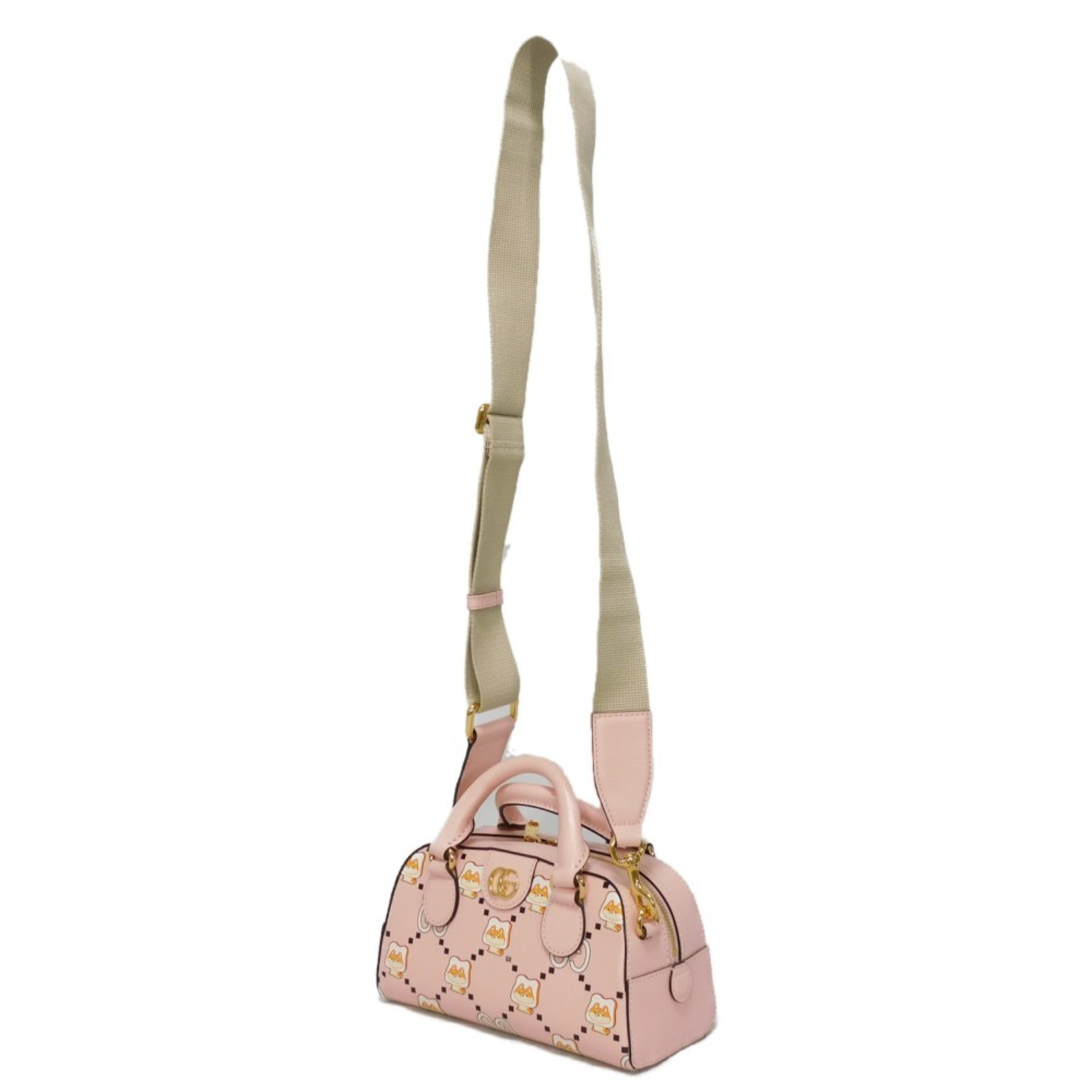 GUCCI Handbag Animal Print Bag Pastel Shoulder GG Off-White Light Pink 724606 AABUY 8442 Women's Bags