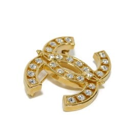 CHANEL Brooch Crystal Coco Mark Strass Rhinestone GP Gold L23A CC Clear Women's