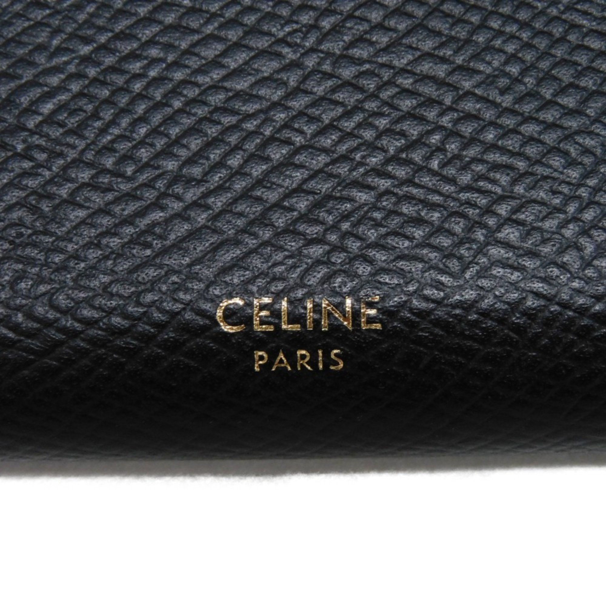 CELINE Long Wallet Large Flap Gold Foil Stamped Calf Leather Bi-Fold New Black 10B563BEL.38NO Men's Women's Bill Compartment