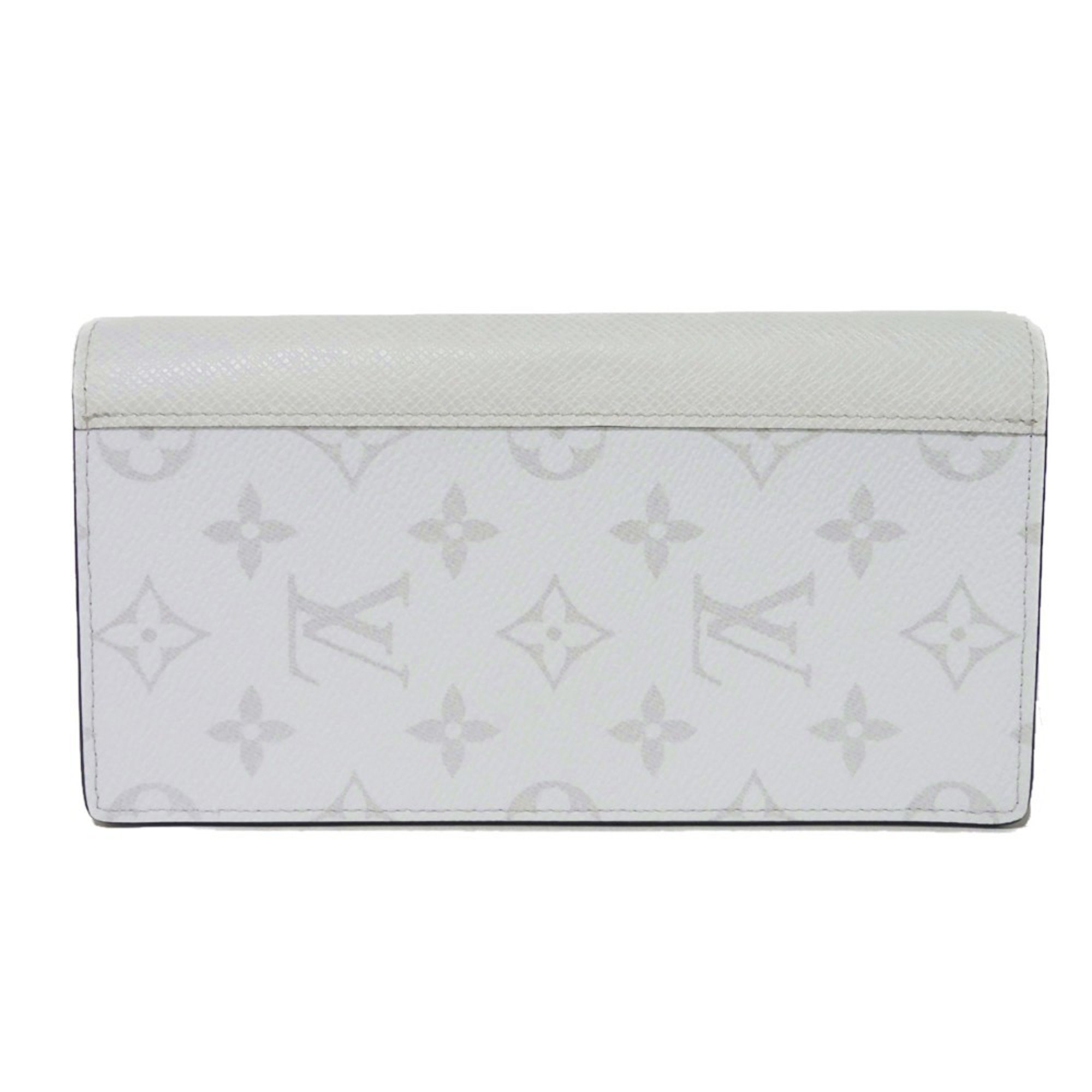 Louis Vuitton LOUIS VUITTON Long Wallet Portefeuille Brazza NM Current Blanc White RFID Taigarama Monogram Optic M30889 Men's Billfold